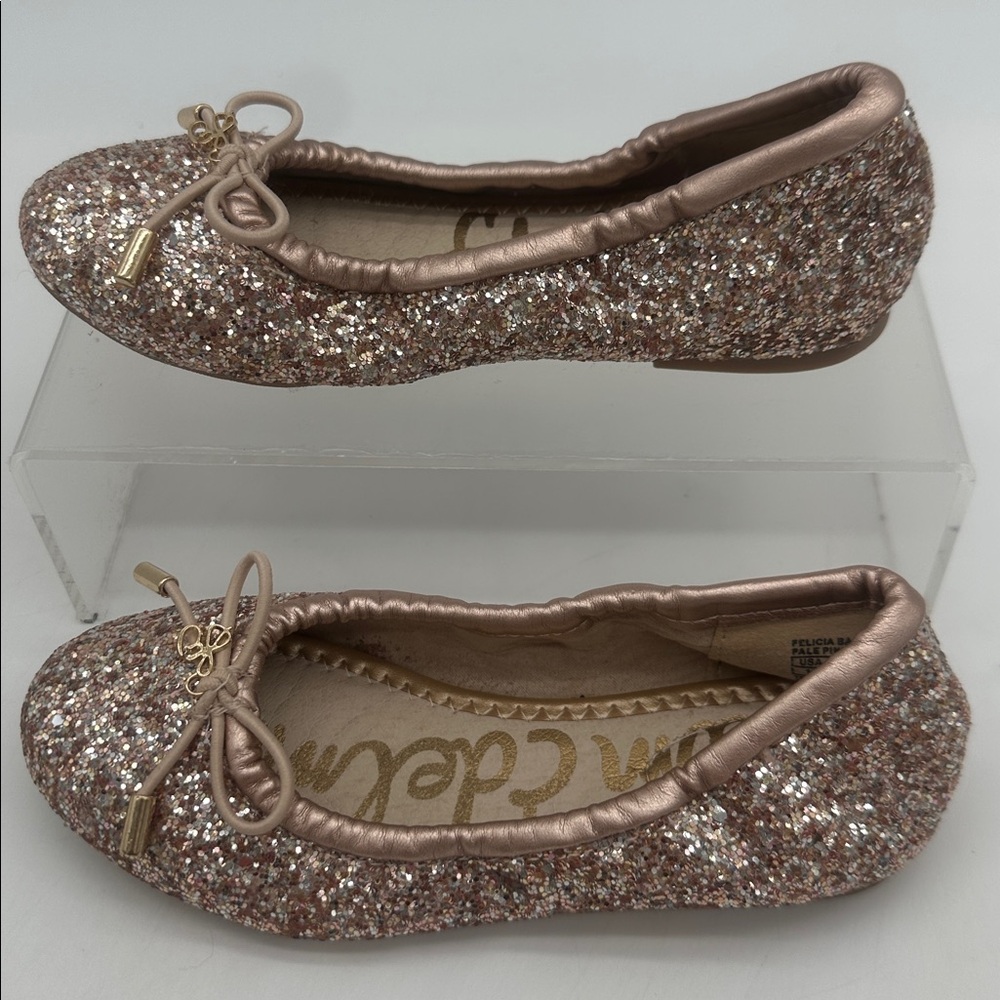 Sam Edelman Girls Felicia Pale Pink Gold Size 12 Ballet Flats Sparkle